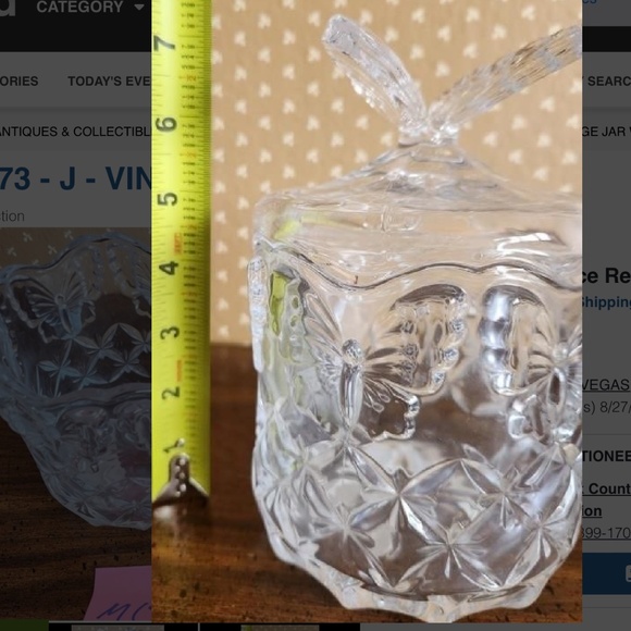 Glass Lidded Jar W/Butterfly Topper - Picture 3 of 4